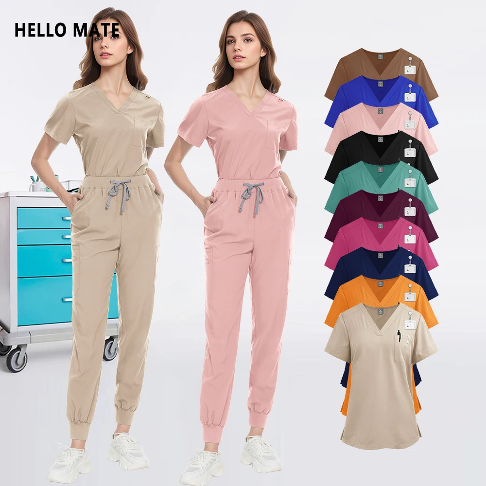 Vêtements de travail multicolores pour esthéticienne, uniformes de gommage médical, ensemble chirurgical, clinique pour animaux de compagnie, médecin, infirmière, costume, accessoires cliniques