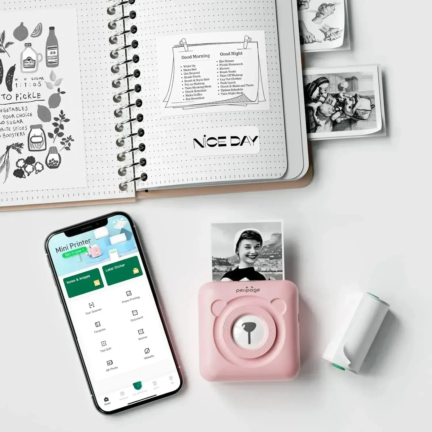 Thermal Paper, Adhesive Label Color Sticker Photo Printing Paper 3 Rolls/Box For Mini Printer Waterproof Oilproof BPA Free