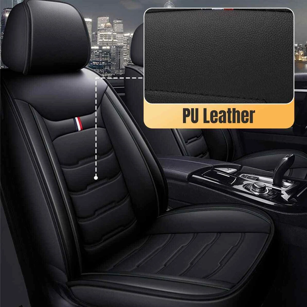 2Pcs Car Seat Covers PU Leather Car Seat Protector Cover Full Set Four Season Universal Auto Seat Cushion Interior Accessories