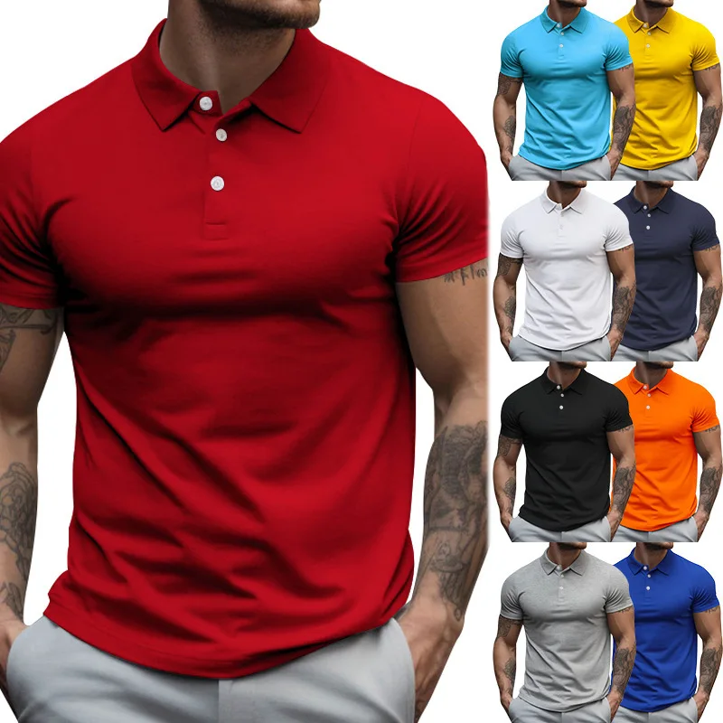 

Summer New Men's Lapel Short SleeveTT-shirtpoloMen's Shirt plus-Sized Loose Collar Solid ColorTT-shirt