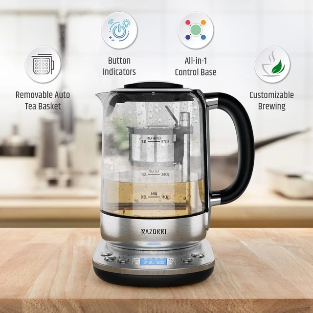 Smart Electric Kettle with Temperature Control, 5 Presets Electric Tea  Kettle with Removable Infuser, 2 Hours keep Warm with Auto Shut off, 1.7L