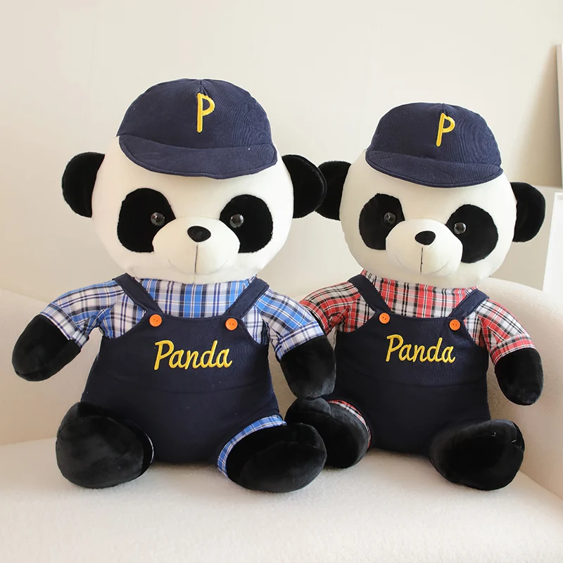 

Cartoon Strap Pants Giant Panda Plush Toy Cute Stuffed Animals Panda Peluches Doll Pillow Home Comfort Plushies Cushion Gifts