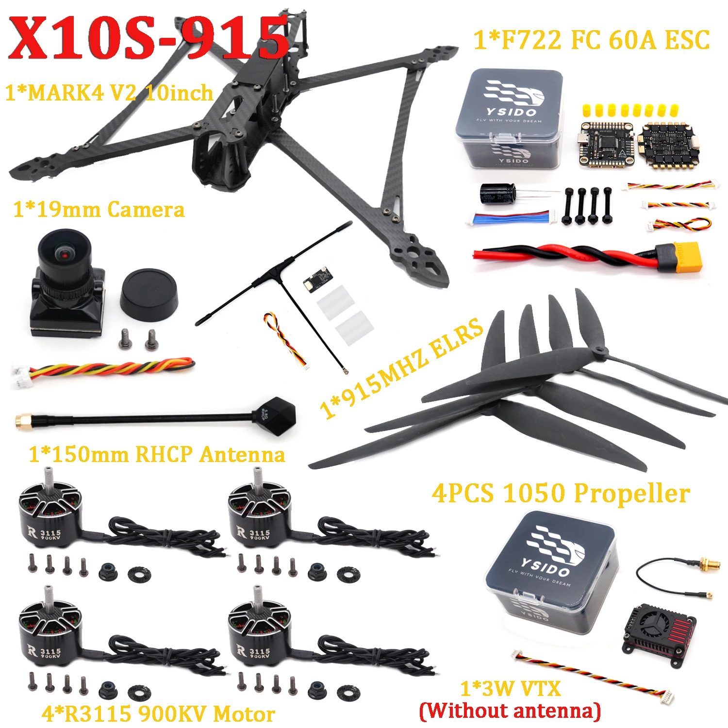 ตัวเลือกสินค้า โดรน FPV 427 มม. รุ่น Mark4 V2 พร้อมอุปกรณ์ครบชุด