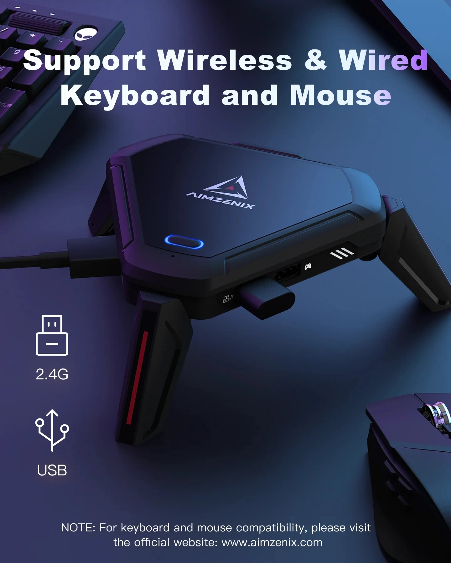 AIMZENIX Official MONSTER Keyboard Mouse Adapter for PS5