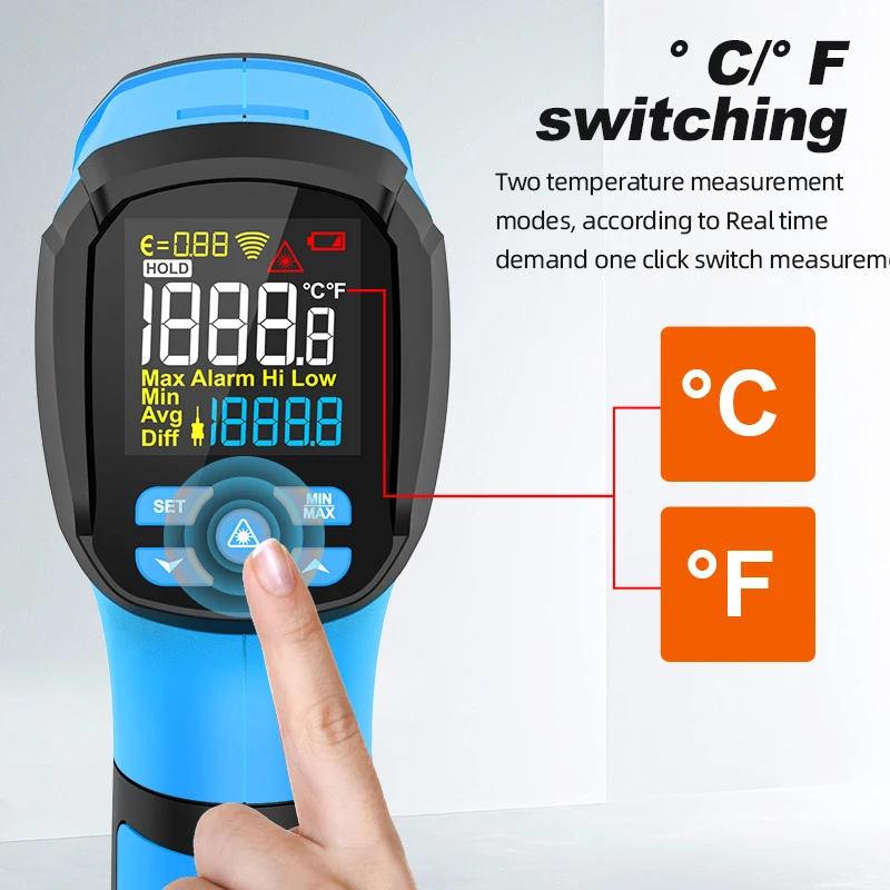 Digital Thermometer Infrared Thermometer Food Thermometer BBQ Thermometer Mestek -40 to 2000 degree Infrared Thermometer 2 Dual laser for Barbecue Kitchen Cooking