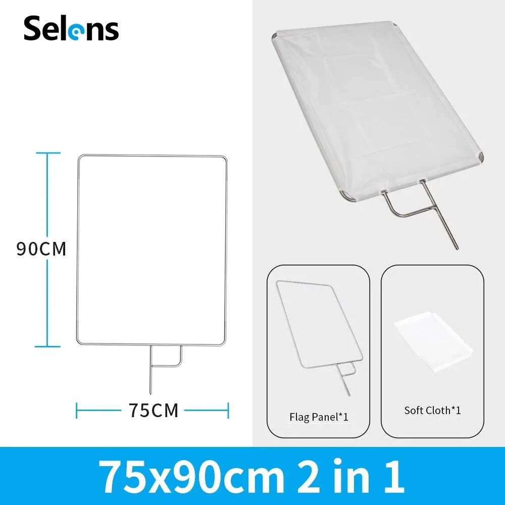 Selens-difusor Refletor para Video Studio Painel Bandeira Softlight Pano Cores 75x90cm Aço Inoxidável - Image 5