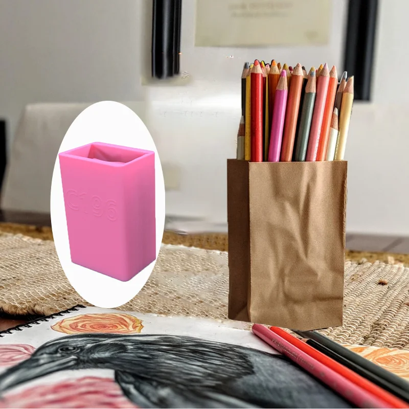 

DIY Gypsum Paper Bag Vase Flowerpot Silicone Molds for Plaster Cement Concrete Planter pen holder Mould Home Decor Handmade Gift