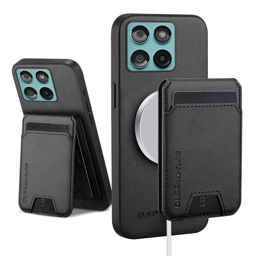 Leather Wallet Card Holder Case with Magnetic Closure and Stand Funktionality