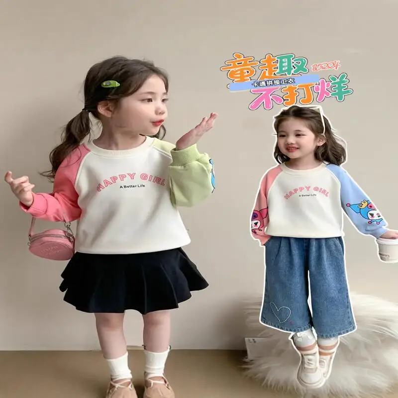 Sanrio 헬로 키티 여아 기본 레이어 봄 가을 캐주얼 새 스타일 매우 아름다운 아동 가을 탑 아동복