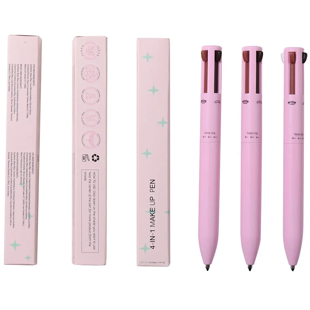 4in1 Eyeliner Lip Liner Eyebrow Pencil Highlighter Pen Private Label Lying Silkworm Waterproof Durable Brow Makeup Pencil 5