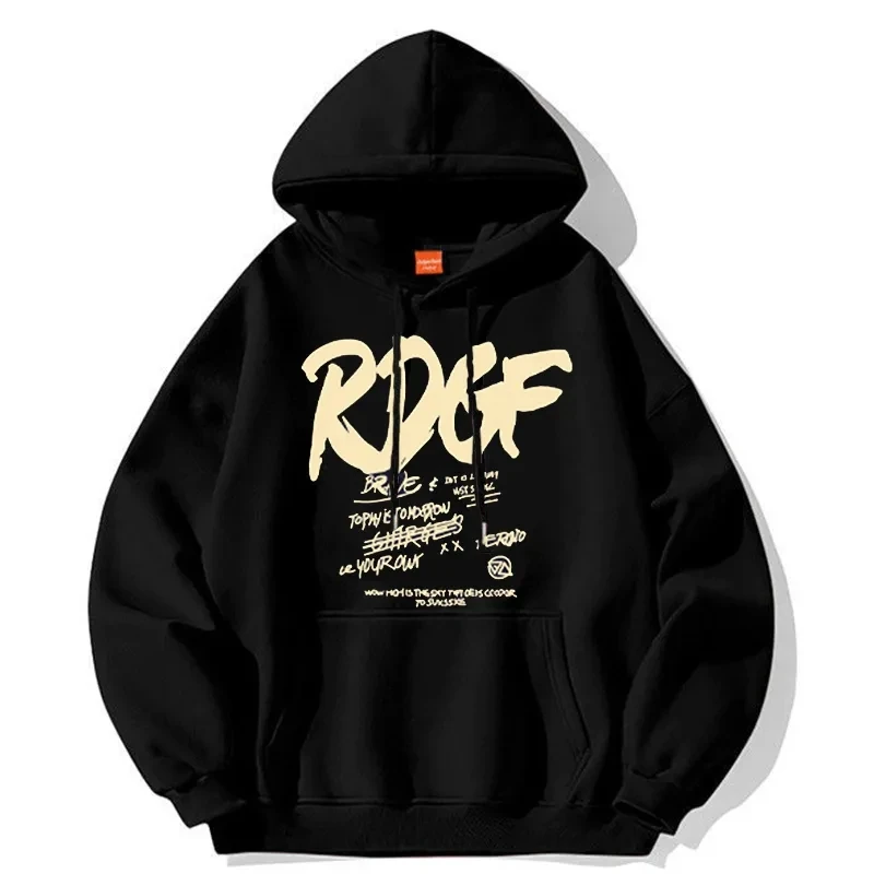 

Harajuku Y2k Hoodies Women 100% Cotton Hip Hop Sweatshirts Letter Print Hooded Autumn Loose Thick Warm Pullovers Female Tops