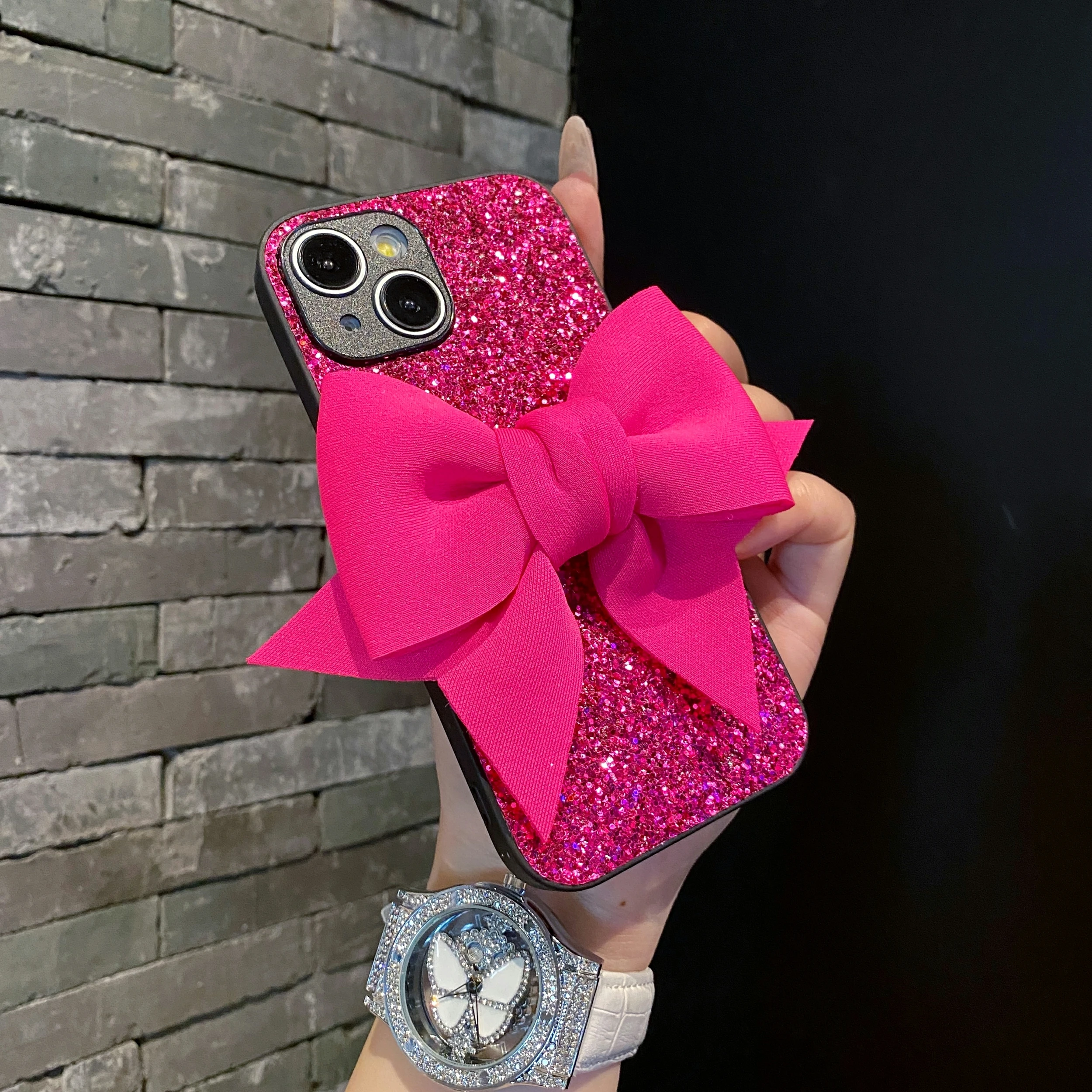 Cute 3D Bowknot Glitter Phone Case - Lovely Shockproof Soft Cover
