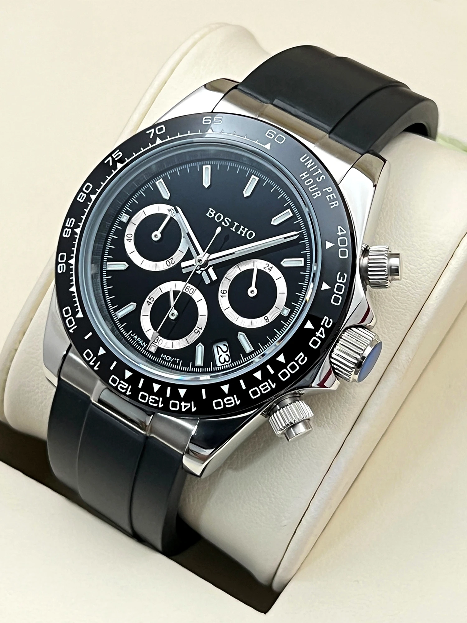 Cronografo Sportivo Orologio Da Uomo Top Brand Vk63 Orologi Da Polso Al Quarzo 40Mm Orologi Chrono Di Lusso Orologi Luminosi In Vetro Zaffiro Bosiho