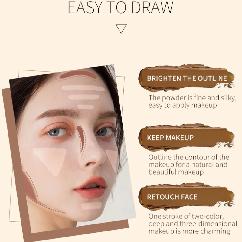 Face Bronzer Facial Contour Stick Face Highlighter Double-headed Face Brown Bronzer Contour Stick Face Foundation Make Up Pen Smooth Contour Shadow Highlight Concealer Cosmetics