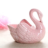 White Pink Blue Swan Ceramic Ornaments Decoration Desktop Storage Box Tealight Candles Holder Flower Pot Home Decor Furnishings 6