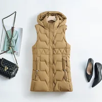 Women's Hooded Long Puffer Vest Casual Sleeveless Puffy Jacket with Removable Hood Womens Sleeveless Sherpa Vest with Pockets