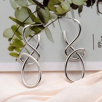 Vintage Metal Knitted Dangle Earrings for Women Personalized Fashion Distorted Irregular Geometry Drop Earrings Punk Jewelry 2