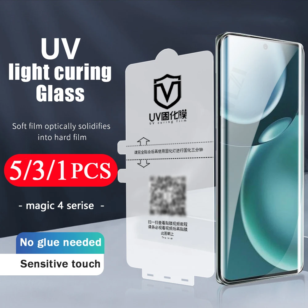 

5/3/1Pcs Not Glass full cover For Honor X40 V40 lite magic 3 4 pro plus 5 Ultimate UV light curing film phone screen protector