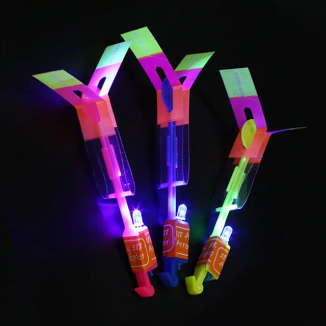 10pcs Outdoor LED Slingshot Rocket Bamboo Dragonfly Parachute Light Shooting Catapult Flying Arrows Kids Toys for Children Gifts 4