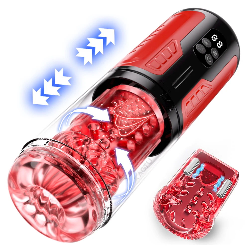 Automatische männliche Masturbator-Cup-Penispumpe mit 7-Stoß-Rotations-Vibrations-LCD-Masturbation, Sexmaschine, Sexspielzeug für Männer 1