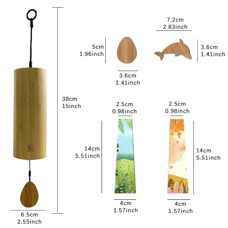 Home Bamboo Wind Chimes Windchime Windbell for Outdoor Garden Decoration Zen Meditation Relaxation Chord Hanging Wind Chimes 5