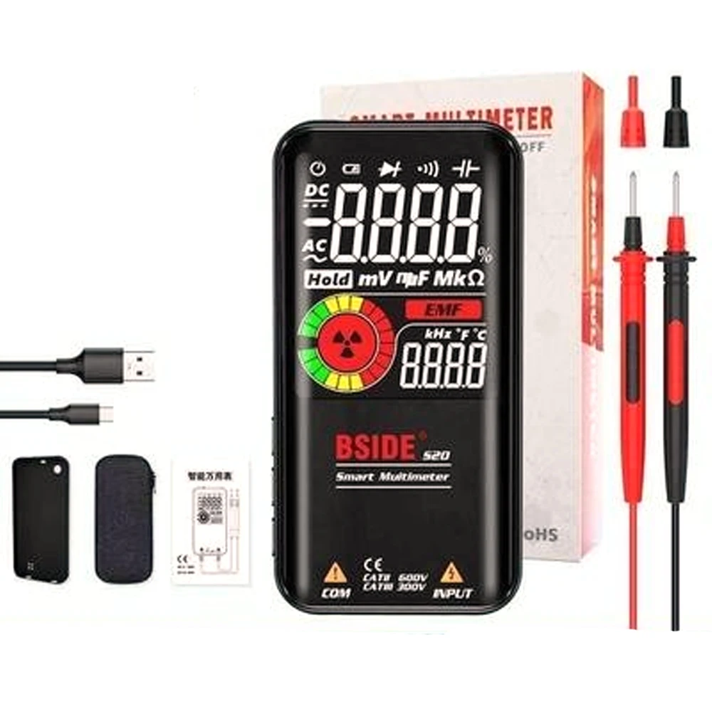 

S20 Portable Ultra-Thin Digital Intelligent Charging Multimeter With USB Cable Test Pen