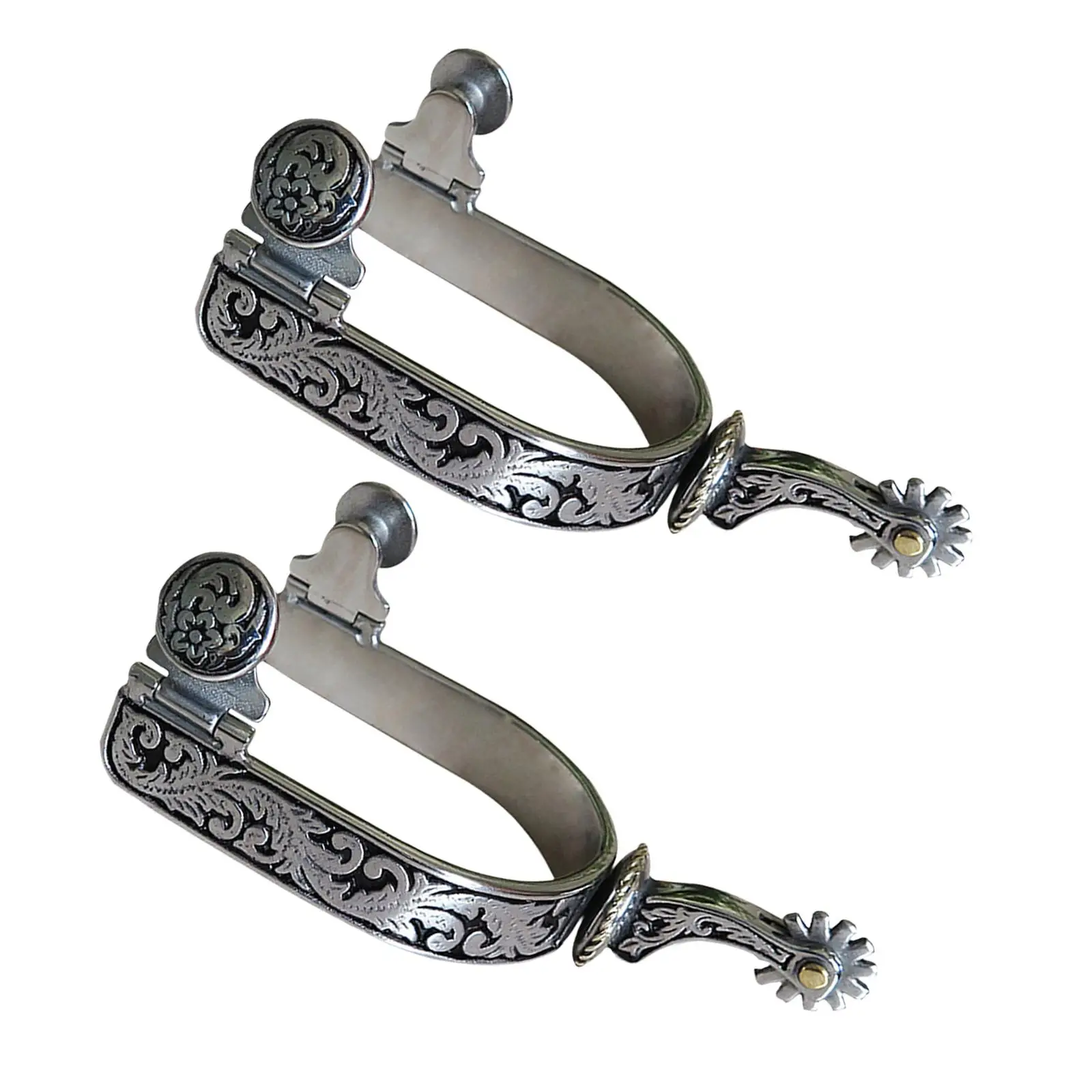 2Pcs Horse Spurs with Gear Antique Style Equipment Anti Rust Western Cowboy Spurs Boots Spurs for Adults Competition Training 2