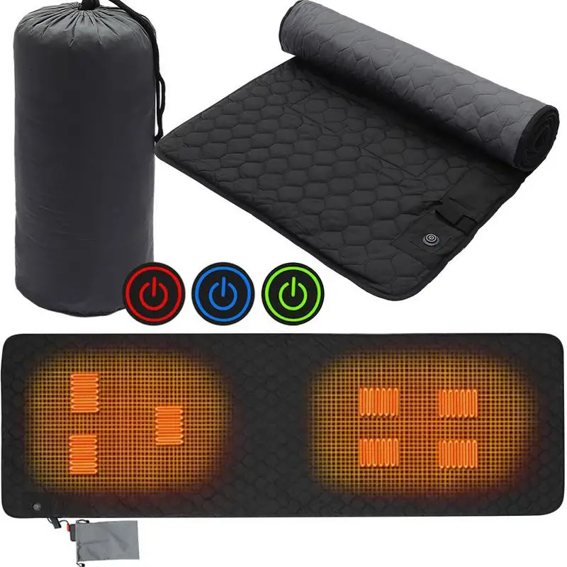 

198*62mm USB Heating Sleeping Mat 7 Heating Zones Adjustable Temperature Electric Heated Pad For Outdoor Camping Tent Mat