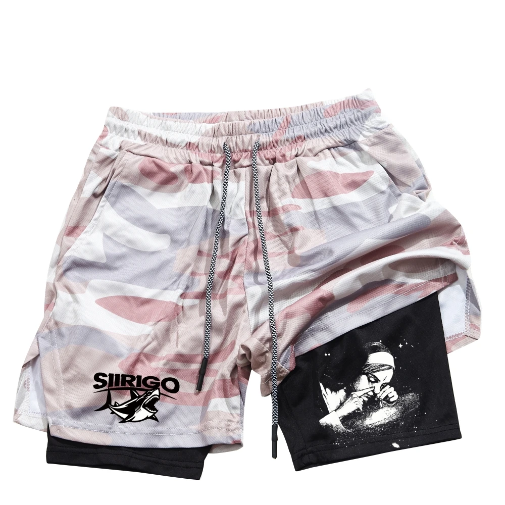 Men's and Women's Running Shorts Fitness Gym Training 2-in-1 Sports Shorts Fast Dry Training Slow Running Double layered Summer 4
