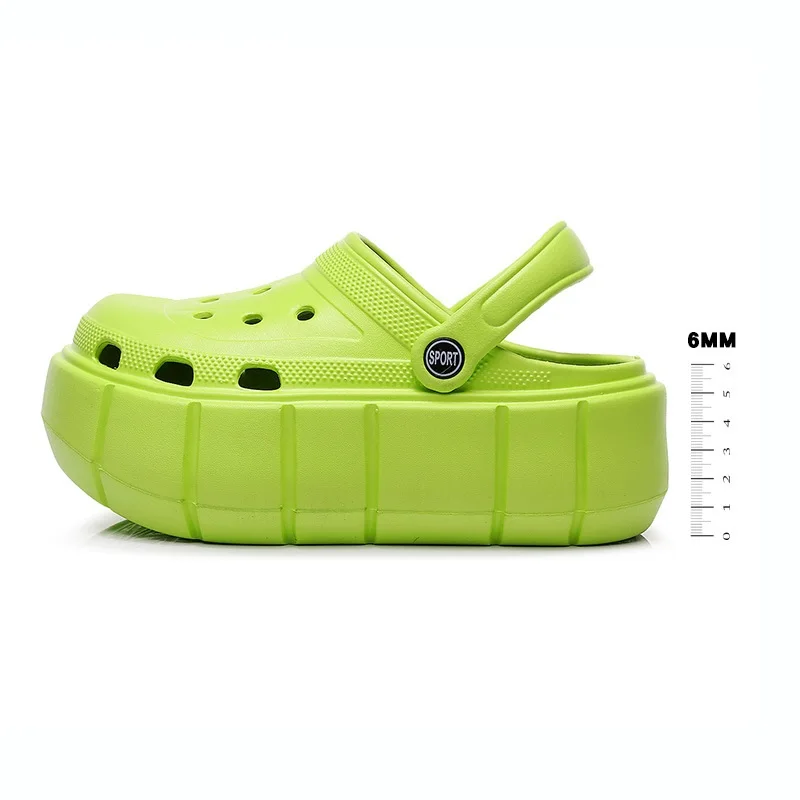 

6cm Thick Soled Raised Hole Slipper For Women Summer New Style Baotou Wearing Beach Tidal Sponge Shoes DIY Cartoon Sandals Shoes