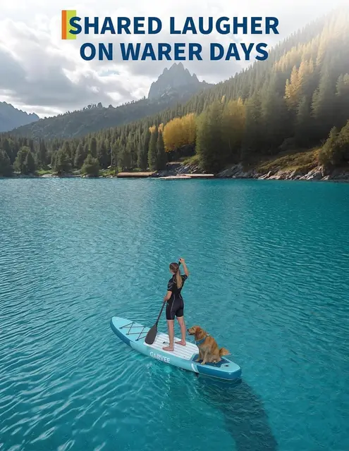 Inflatable Stand Up Paddle Board for Adults, 10.6ft x 33in Extra Wide SUP Board with Backpack, Hand Pump, 3 Fins, Kayak Seat, Action Camera Mount, Non-Slip EVA Deck, 400 lbs Capacity