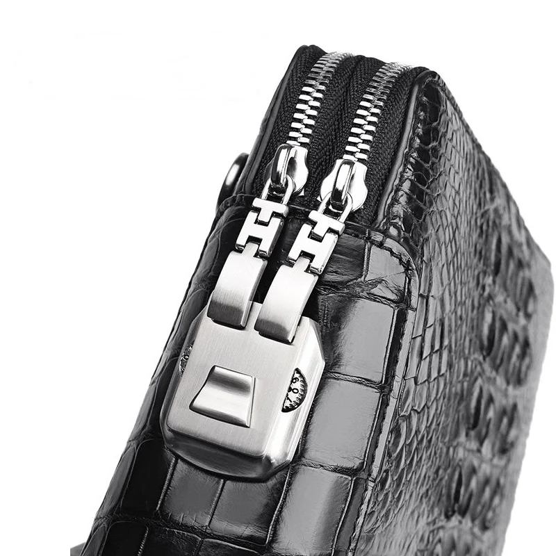

New Men's Real Leather Bag Men Clutch Handbag Password Lock Large Capacity Leisure Luxury Wallet Alligator Wrist High Quality