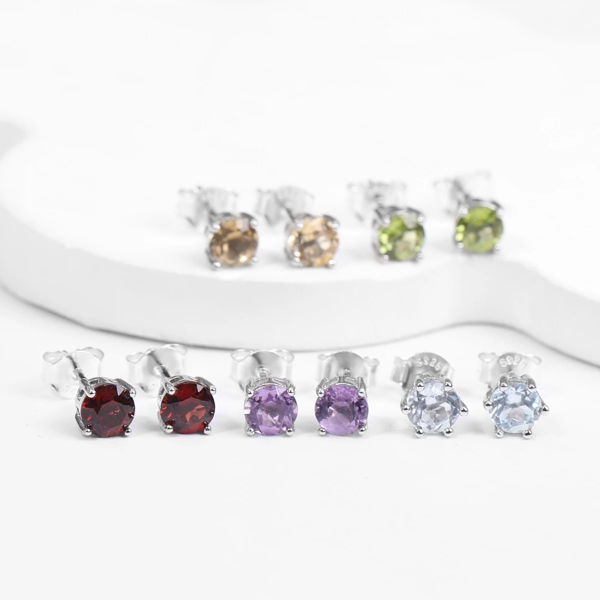 925 Silver Women's Earrings Set with Natural Crystal Stones Birthstones and Aquamarine Earrings Серьги Аквамарин - 5