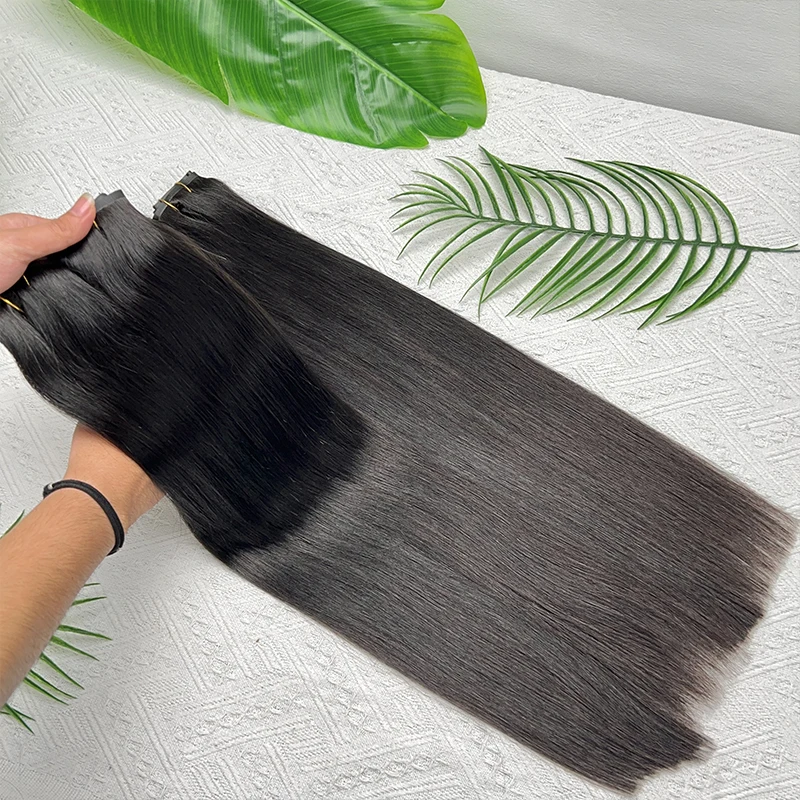 Vietnamese PU Clip in Extensions Human Hair Straight Hair Seamless Skin Weft Clip-in Hair 100% Raw Virgin Human Hair Full Head