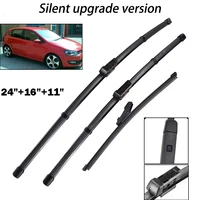 Front & Rear Wiper Blades Set For VW Polo 6R Hatchback 2009 - 2017 Windshield Windscreen Window 24"+16"+11" Silent upgrade 1