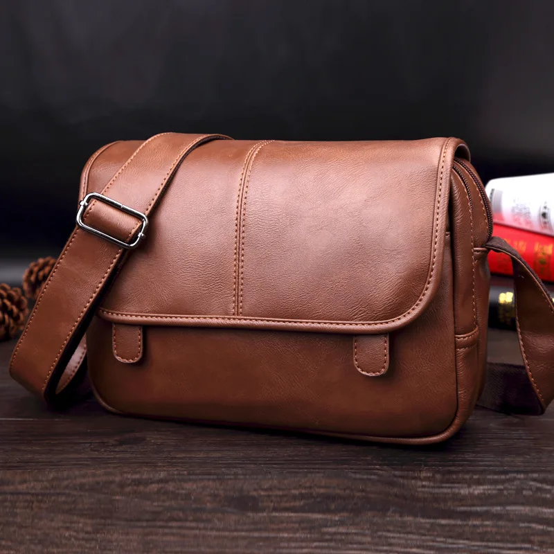 

Luxury Brand Casual Men Shoulder Bag Vintage Crossbody Bags High Quality Male Bag PU Leather Handbag Capacity Men Messenger Bags