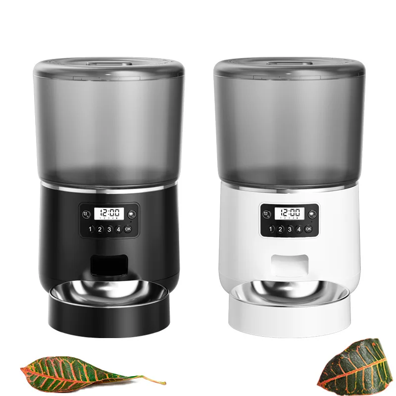 

New 4L Automatic Pet Smart Timed Dosing Feeder Elf Food Dispenser for Cats Dogs Timer Stainless Steel Bowl Auto Feeding Supplies