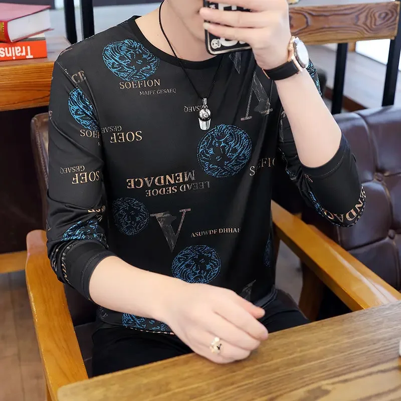 thumbnail image 1 of Suéteres de cuello redondo para hombre, tendencias de moda 2024, camisetas de primavera para hombre, tallas grandes, ropa Harajuku emo coreana, sudaderas normales, 1 of 5