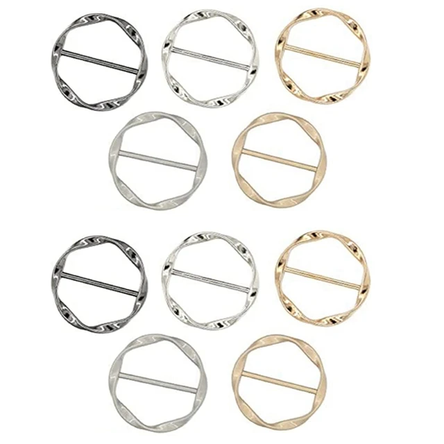 10PCS Scarf Ring Clip Tie Ring Clips For Women Fashion T-Shirt Twist Knot  Clip Buckle