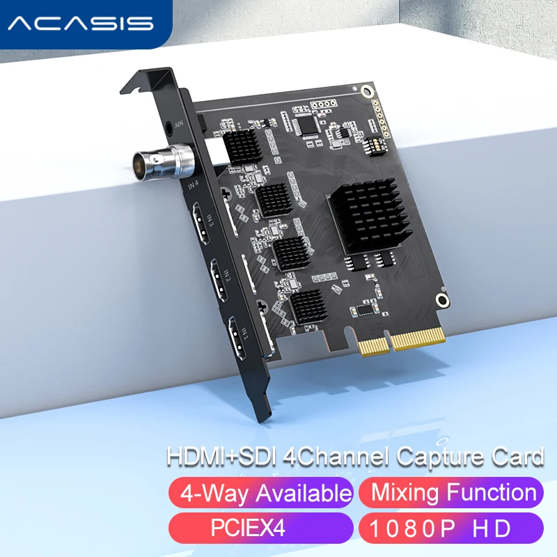 

ACASIS 4 Channel SDI/HDMI-compatible Video Capture Card 1080P 60Hz Broadcast PCI Express HD Card OBS Vmix Wirecast Streaming