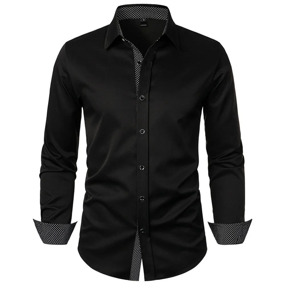 

Stylish Men's Polka Dots Tops Classic Button Down Shirts Long Sleeve Blouse Modern and Casual Design Sizes S 2XL