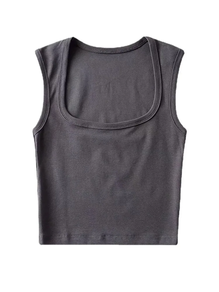 Deep Square Collar Vests 2025 Summer New Fashion Sexy Women's Crop Tops Sling Vest Camis