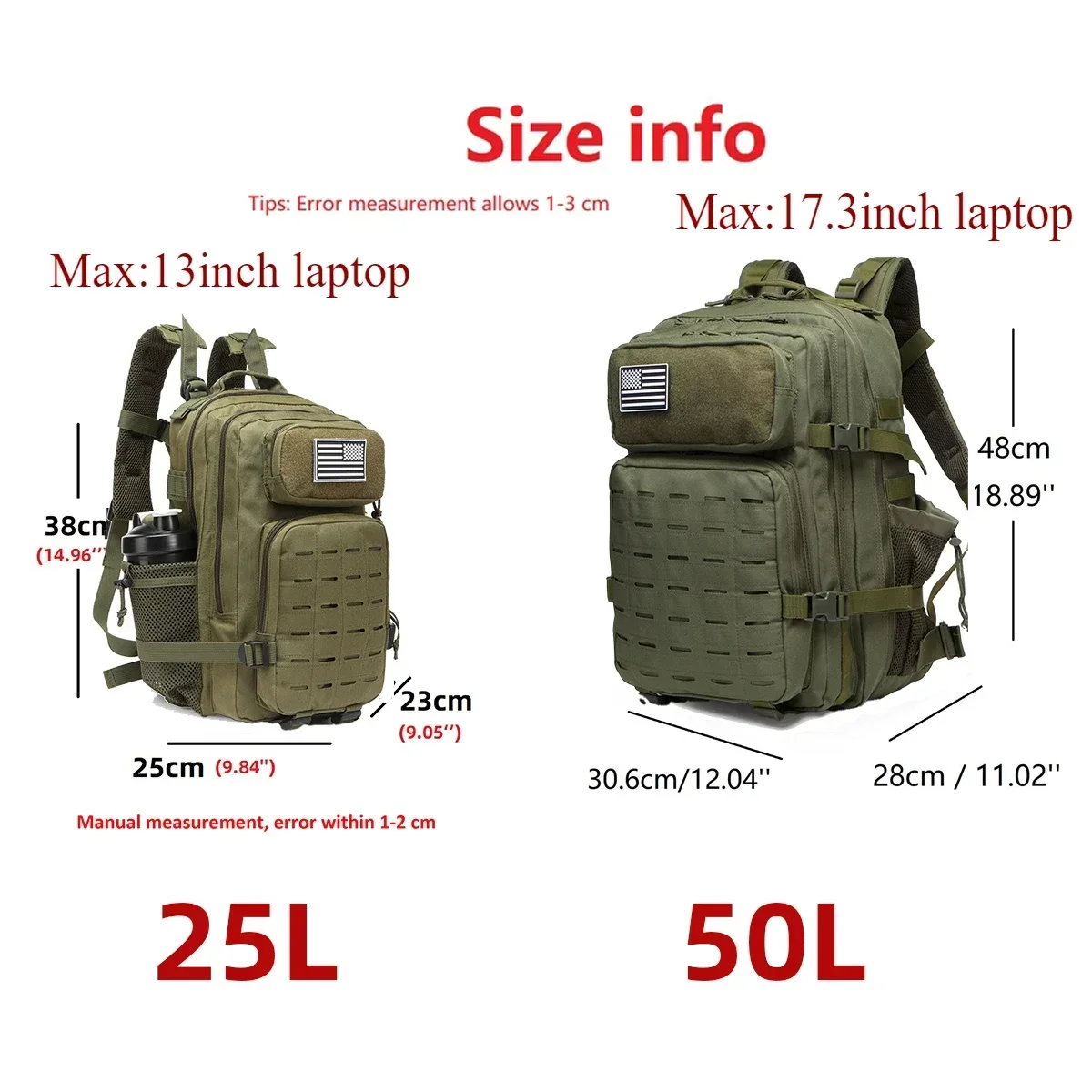 Waterproof Hiking Backpack with Laptop Bag and Bottle Holders