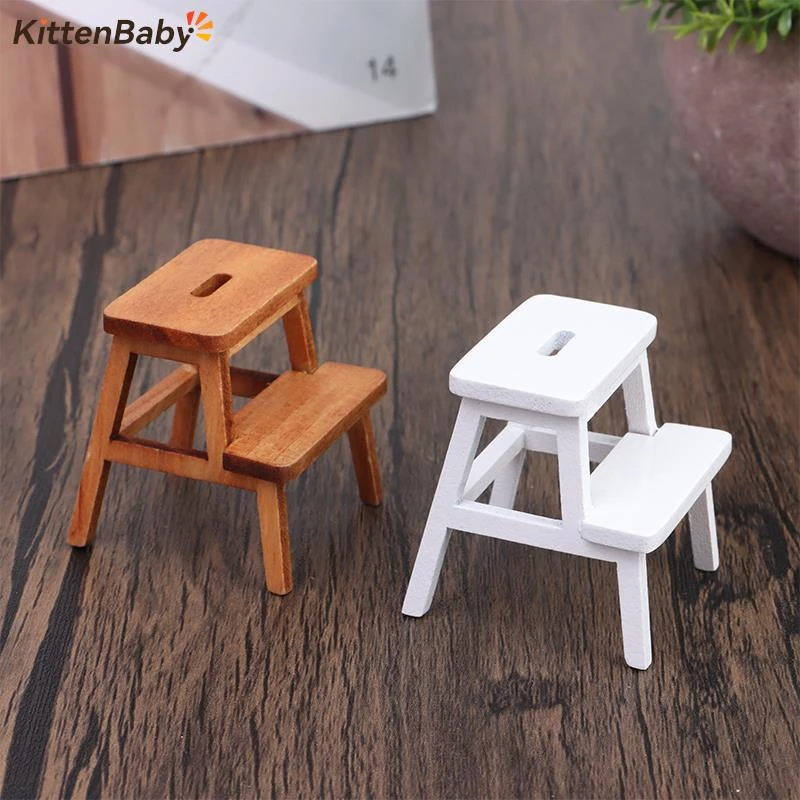 1pcs 112 Dollhouse Miniature Stools Step Stool Square Stool Small