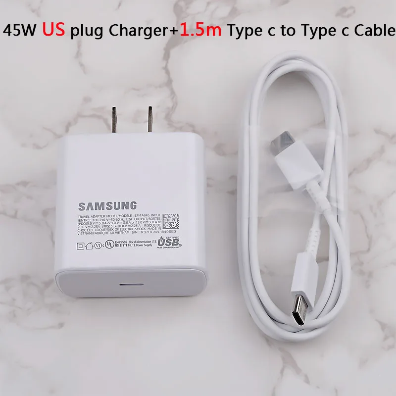 Original Samsung S20 S22 Ultra 45W Surper Fast Charger PD Quick Charge Adapter TypeC For Galaxy S20Plus Note 10+ A90 A80 Tab S7+ usb triple socket Chargers