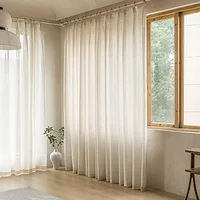 Pinch Pleated Drapes Light Filtering Living Room Sheer Curtain Panels 96" Long Hooks Traverse Included Unique Design Elegant 2