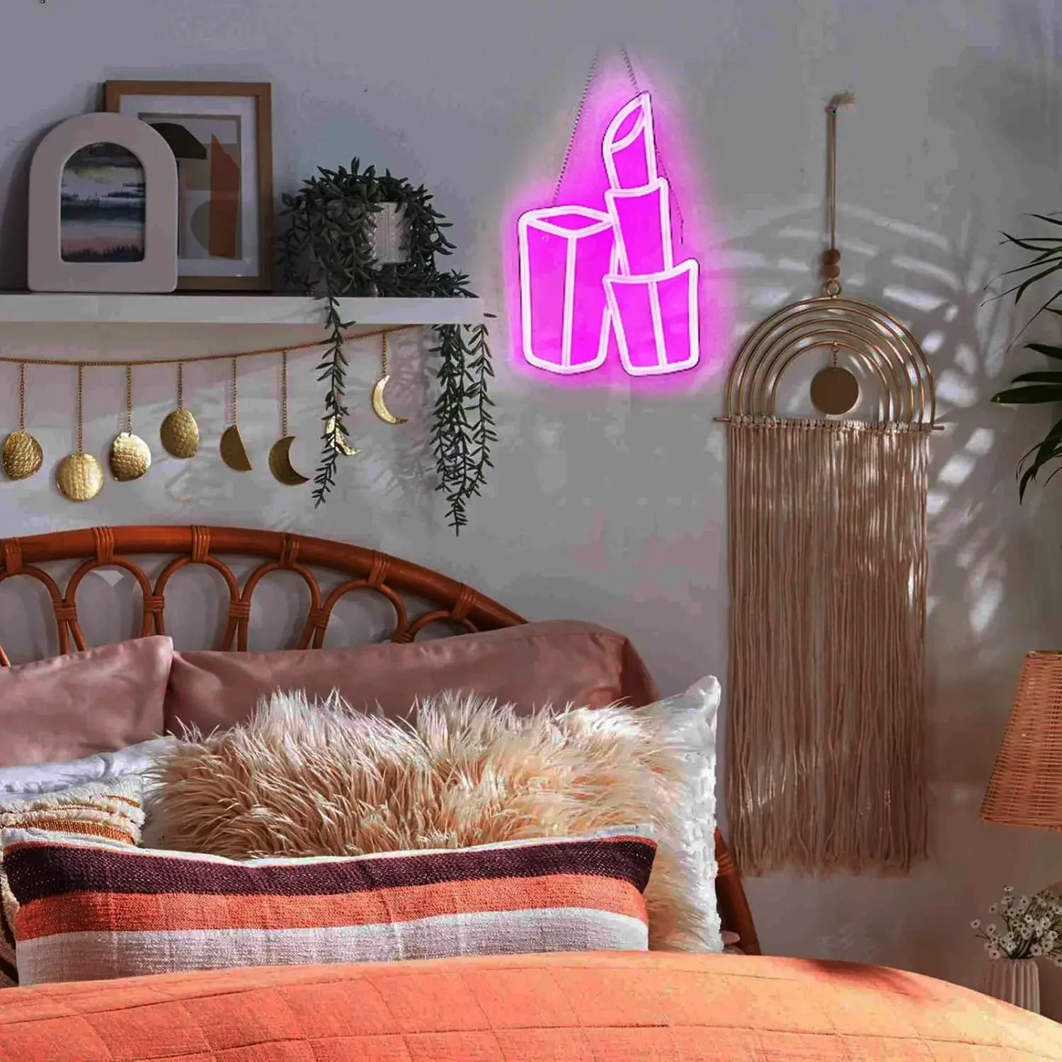 Lipstick Neon Sign LED Neon Light Sign For Bedroom Decor Preppy Room Decor Birthday Party