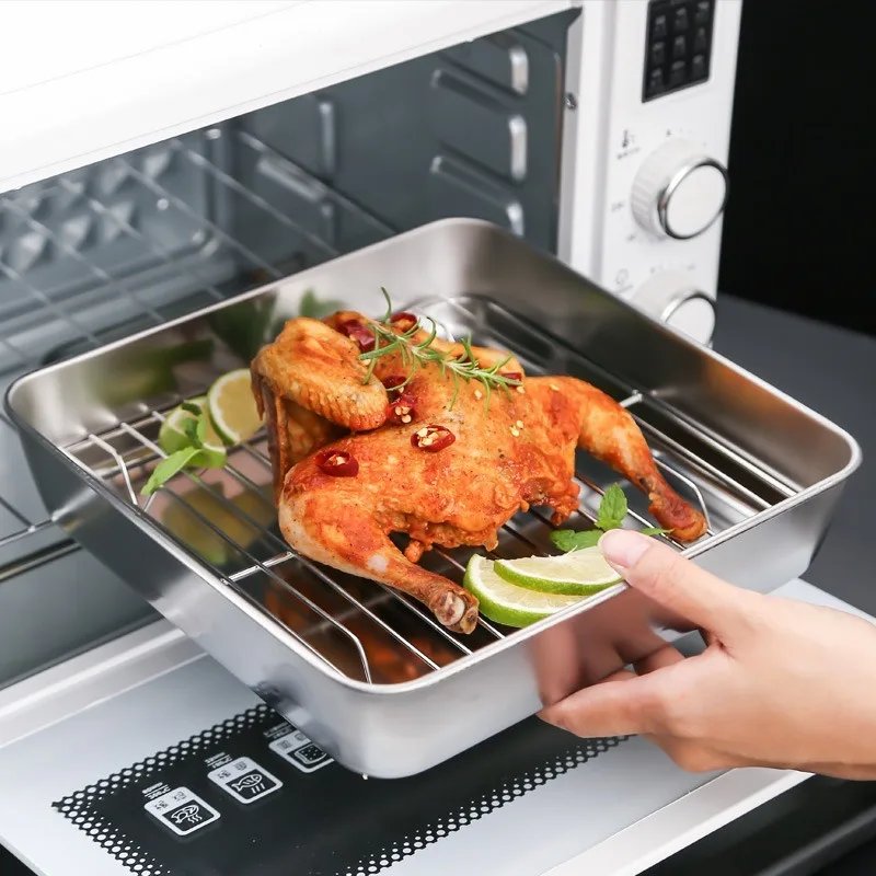 Cake Baking Mold Cake Baking Pans Deep Toaster Oven Tray Pan Stainless Steel Baking Pan Small Cookie Tray Brush Finished & Easy Clean Non Toxic & Dishwasher Safe