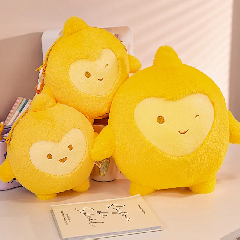 New Kawaii Yellow Wish Star Plush Doll Soft Stuffed Anime Chubby Toys Babys Sleeping Pillow Sofa Cushion for Girls Birthday Gift 26cm glowing led rainbow dog toy luminous soft plush doll colorful light stuffed music animals for girls kids sleeping pillow