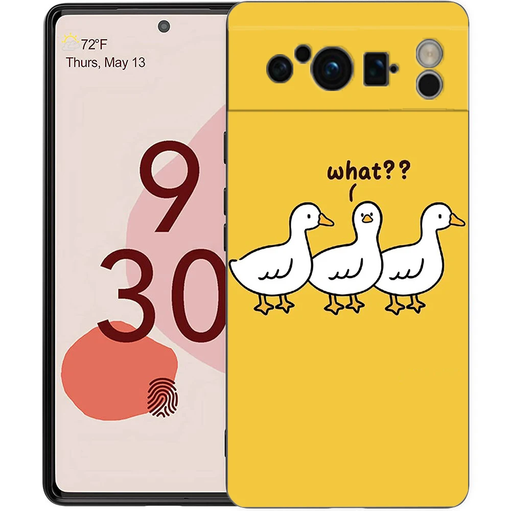 Cute Cartoon Duck Shockproof Black Soft TPU Back Cover Phone Case